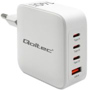   Qoltec USB töltő 140W GaN |5-20V| 2.5-5A | 3x USB-C PD | 1x USB QC 3.0
