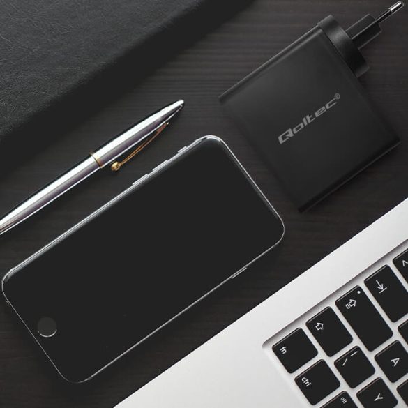 Qoltec USB töltő 130W GaN |5-20V| 1.5-3.25A | 1x USB-C| 1x USB A