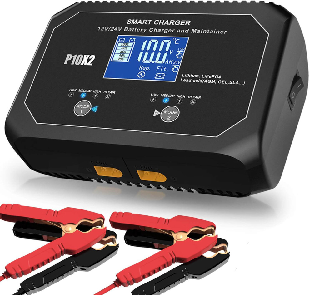   HTRC P10X2 12V 10A - 24V 5A 2 csatornás ólom és LiFePO4 akkutöltő