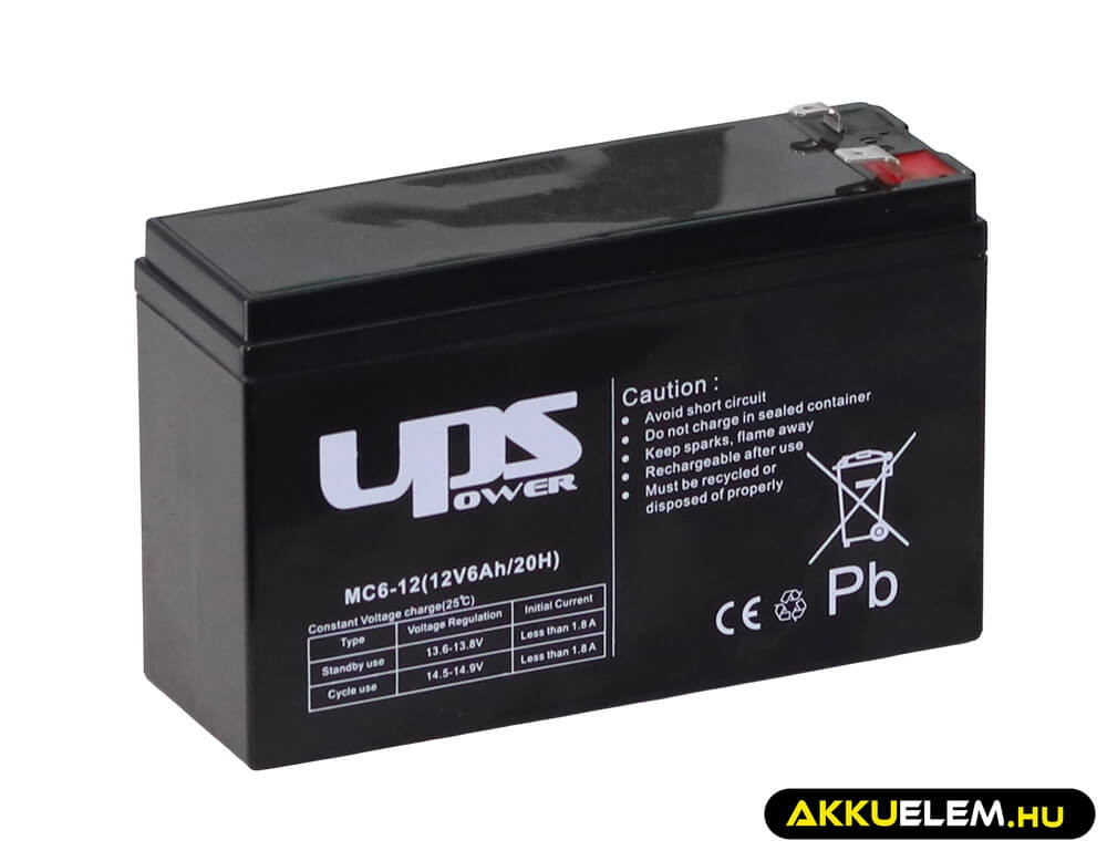 UPS Power 12V 6Ah zselés akkumulátor (MC6-12)