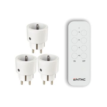   Entac Távirányítós Hálózati Adapter, 3 Aljzat/Távirányító