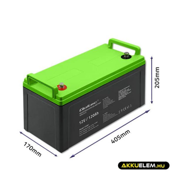 Qoltec GEL Akkumulátor 12V 120Ah lakókocsihoz, hajóhoz, biztonsági rendszerekhez