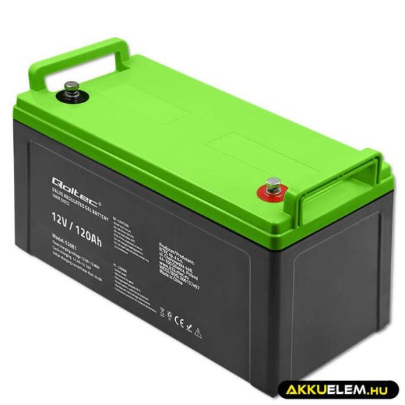 Qoltec GEL Akkumulátor 12V 120Ah lakókocsihoz, hajóhoz, biztonsági rendszerekhez