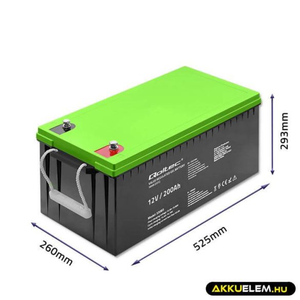 Qoltec GEL Akkumulátor 12V 200Ah lakókocsihoz, hajóhoz, biztonsági rendszerekhez