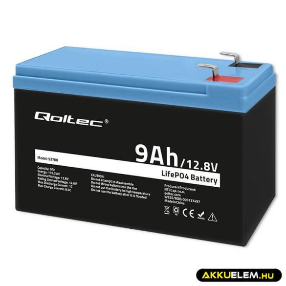 Qoltec LiFePO4 Akkumulátor 12.8V 9Ah 115.2Wh BMS