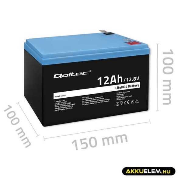 Qoltec LiFePO4 Akkumulátor 12.8V 12Ah 153.6Wh BMS
