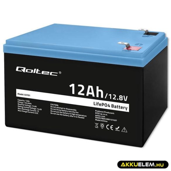 Qoltec LiFePO4 Akkumulátor 12.8V 12Ah 153.6Wh BMS