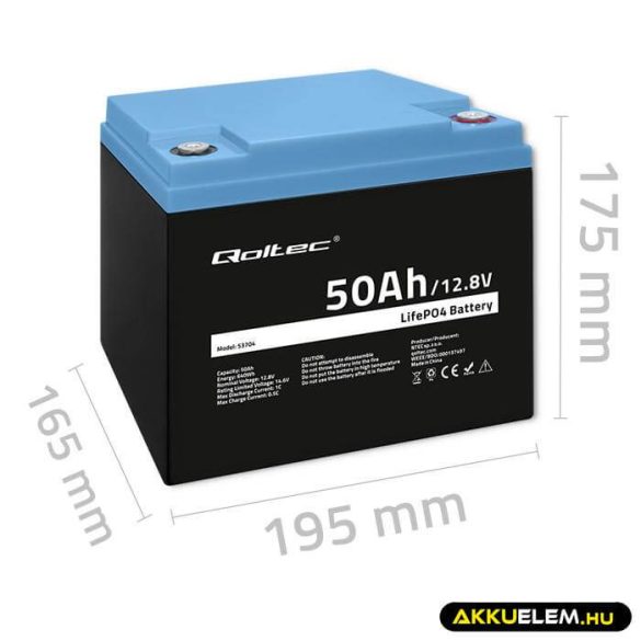 Qoltec LiFePO4 Akkumulátor 12.8V 50Ah 640Wh BMS