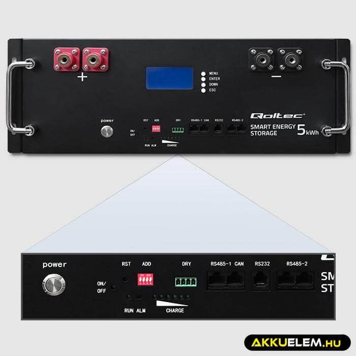 Qoltec Energiatároló RACK LiFePO4 5.12kWh 51.2V 100Ah BMS LCD