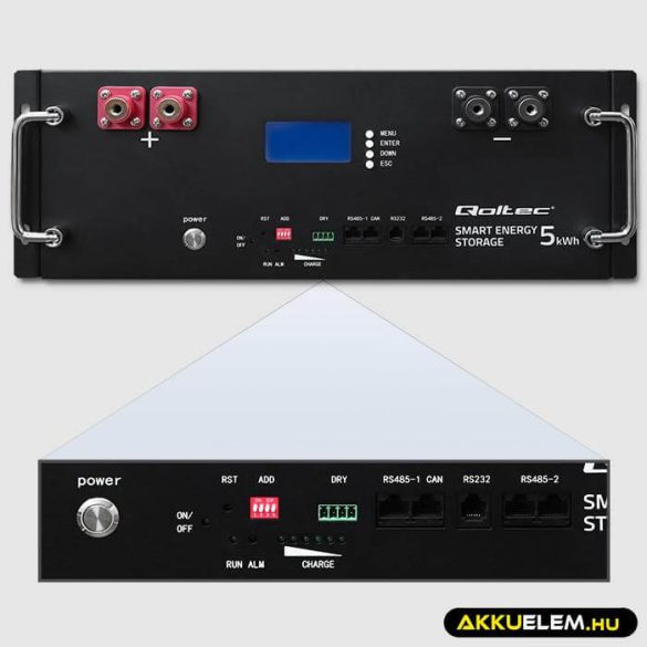 Qoltec Energiatároló RACK LiFePO4 5.12kWh 51.2V 100Ah BMS LCD