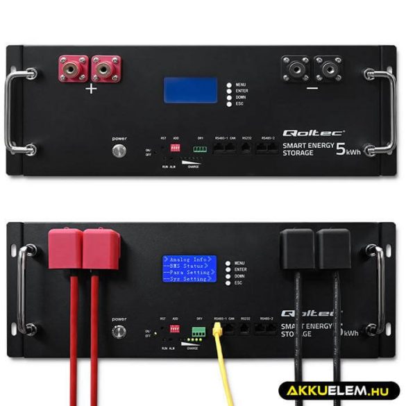 Qoltec Energiatároló RACK LiFePO4 5.12kWh 51.2V 100Ah BMS LCD