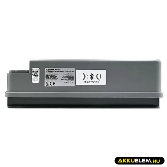 Qoltec Napelem Töltésvezérlő 12V/24V 30A MPPT SOLAR 2xUSB Bluetooth