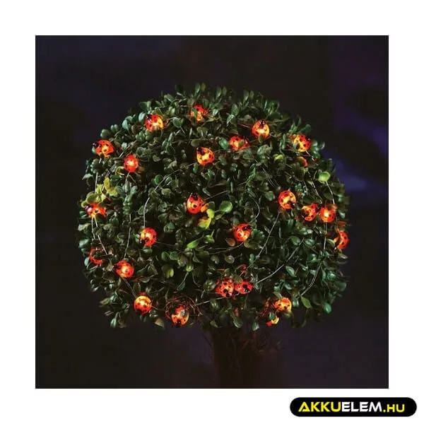 Szolár Katicabogár LED-dekoráció 2,4m 25LED