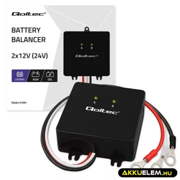 Qoltec - töltéskiegyenlítő 24V 2x12V 5A LiFePO4 AGM GEL