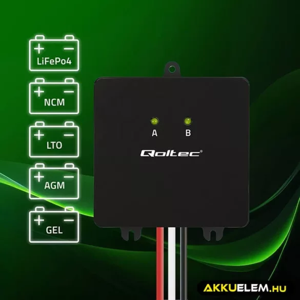 Qoltec - töltéskiegyenlítő 24V 2x12V 5A LiFePO4 AGM GEL