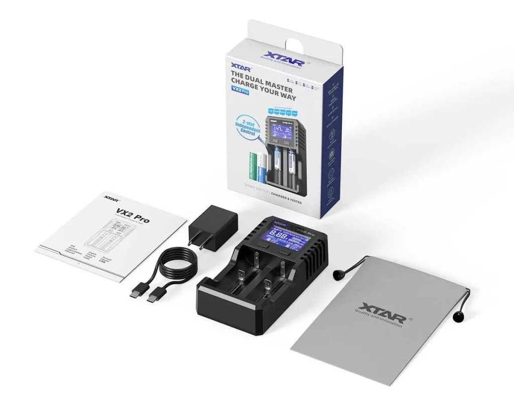 XTAR VX2 Pro Set Li-ion LiFePO4 Ni-MH Kétcsatornás töltő teszter