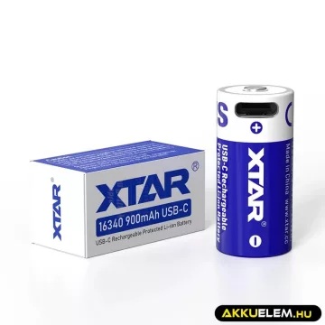 Xtar 16340 900mAh 3,6V Li-Ion akkumulátor USB-C