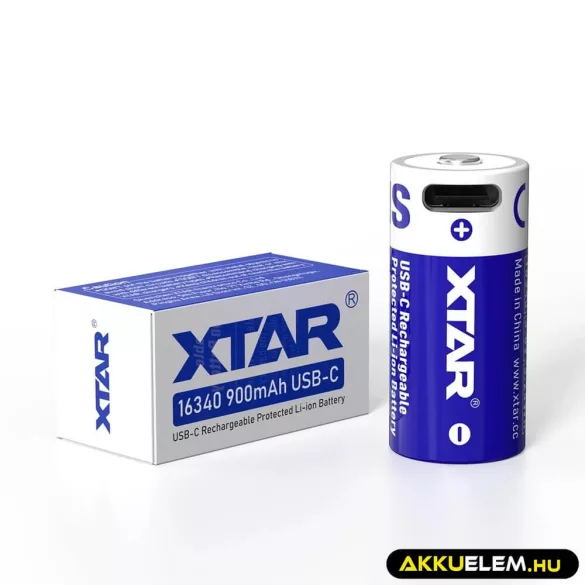 Xtar 16340 900mAh 3,6V Li-Ion akkumulátor USB-C