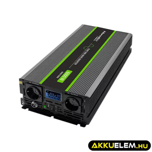 Qoltec színusz Inverter 3000W (max. 6000W) 24 V-ról 230V-ra LCD