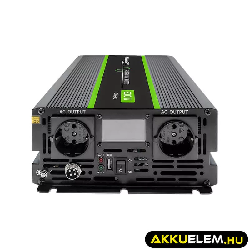 Qoltec színusz Inverter 3000W (max. 6000W) 24 V-ról 230V-ra LCD