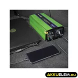 Qoltec színusz Inverter + Akkumulátor töltő, UPS 300W/600W 12V -> 230V