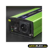 Qoltec színusz Inverter + Akkumulátor töltő, UPS 300W/600W 12V -> 230V