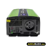 Qoltec színusz Inverter + Akkumulátor töltő, UPS 300W/600W 12V -> 230V