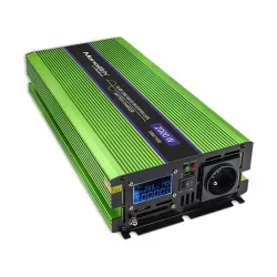   Qoltec színusz Inverter + Akkumulátor töltő, UPS 1000W/2000W 12V -> 230V LCD