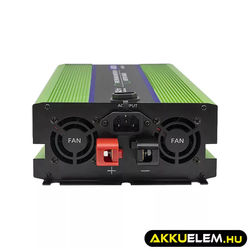 Qoltec színusz Inverter + Akkumulátor töltő, UPS 1000W/2000W 12V -> 230V LCD