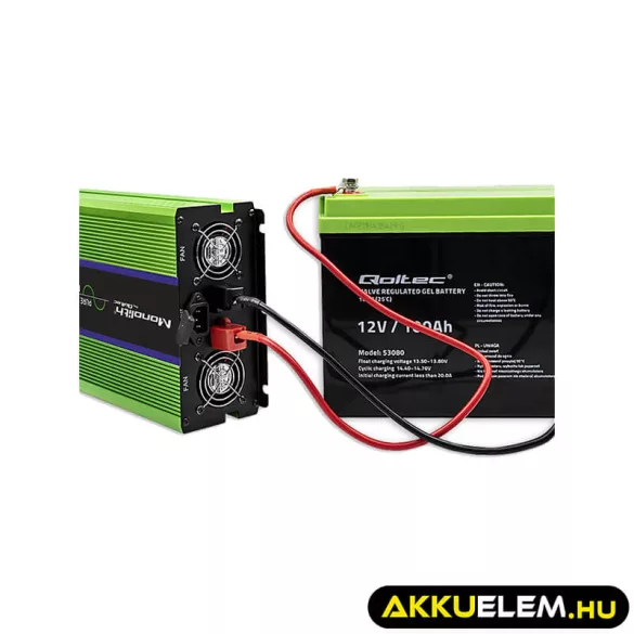 Qoltec színusz Inverter + Akkumulátor töltő, UPS 2000W/4000W 12V -> 230V LCD