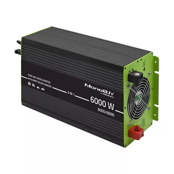 Qoltec 3-in-1 Napelemes szinusz inverter AC 40A, MPPT 40A,  3000W/6000W