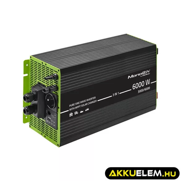 Qoltec 3-in-1 Napelemes szinusz inverter AC 40A, MPPT 40A,  3000W/6000W