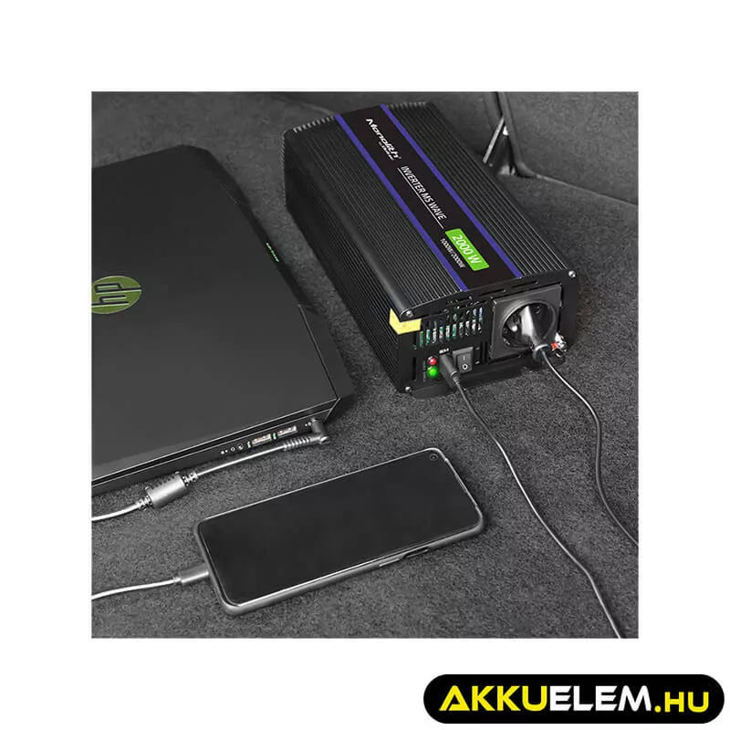 Qoltec Inverter 2000 trapéz 12V -> 230V 1000/2000W USB