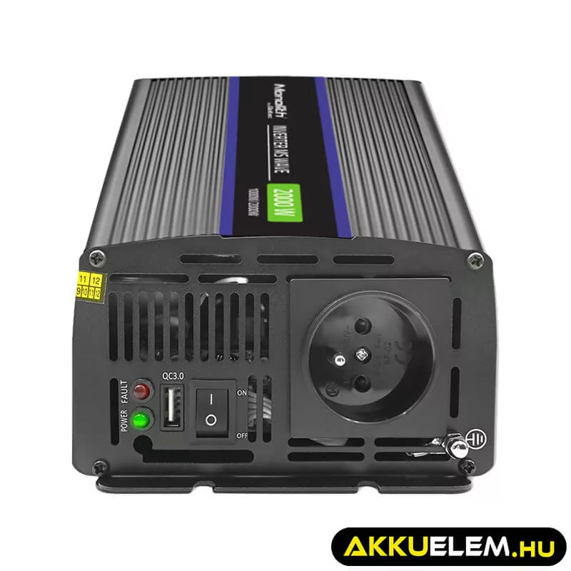 Qoltec Inverter 2000 trapéz 12V -> 230V 1000/2000W USB
