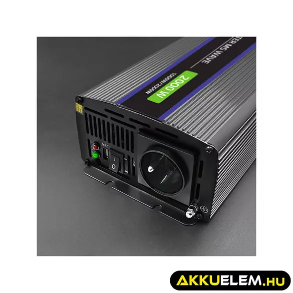 Qoltec Inverter 2000 trapéz 12V -> 230V 1000/2000W USB