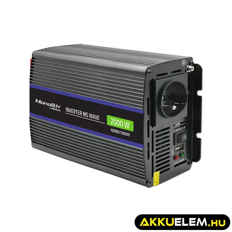 Qoltec Inverter 2000 trapéz 12V -> 230V 1000/2000W USB