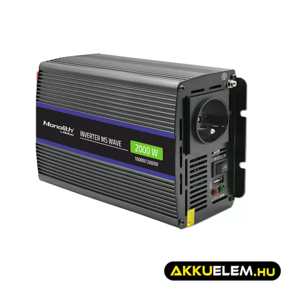 Qoltec Inverter 2000 trapéz 12V -> 230V 1000/2000W USB