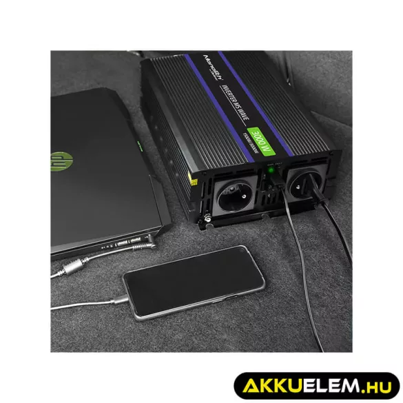 Qoltec Inverter 3000 trapéz 12V -> 230V 1500/3000 USB