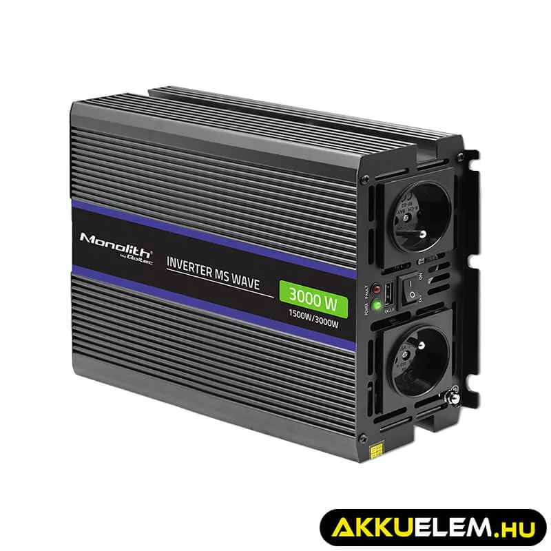 Qoltec Inverter 3000 trapéz 12V -> 230V 1500/3000 USB