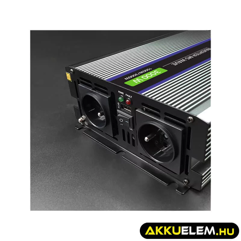 Qoltec Inverter 3000 trapéz 12V -> 230V 1500/3000 USB