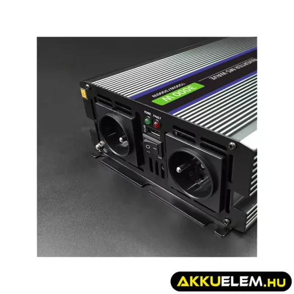 Qoltec Inverter 3000 trapéz 12V -> 230V 1500/3000 USB