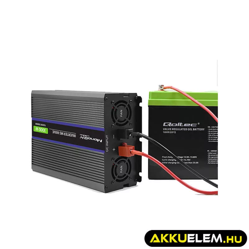 Qoltec Inverter 3000 trapéz 12V -> 230V 1500/3000 USB