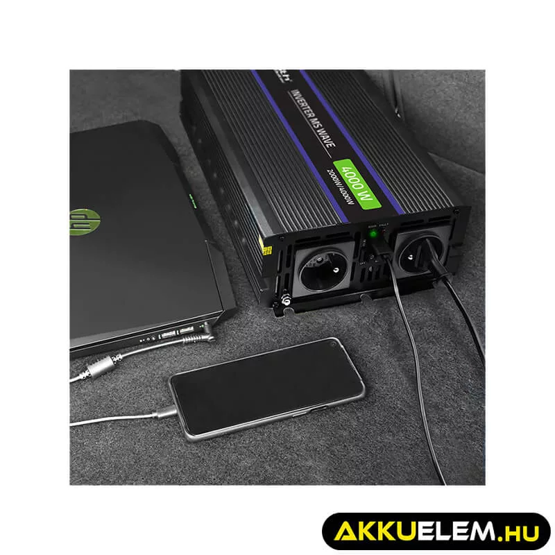 Qoltec Inverter 4000 trapéz 12V -> 230V 2000/4000W USB