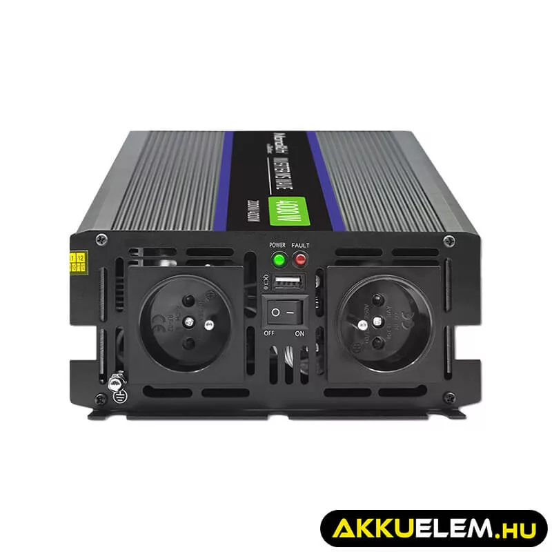 Qoltec Inverter 4000 trapéz 12V -> 230V 2000/4000W USB
