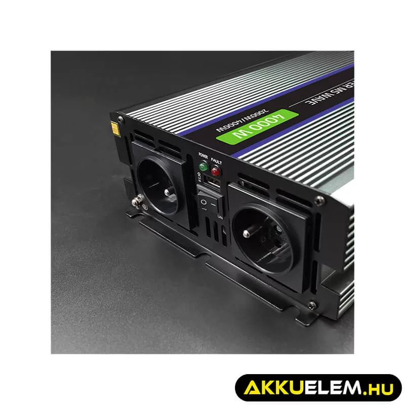 Qoltec Inverter 4000 trapéz 12V -> 230V 2000/4000W USB