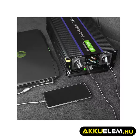 Qoltec Inverter 6000 trapéz 12V -> 230V 3000/6000W USB