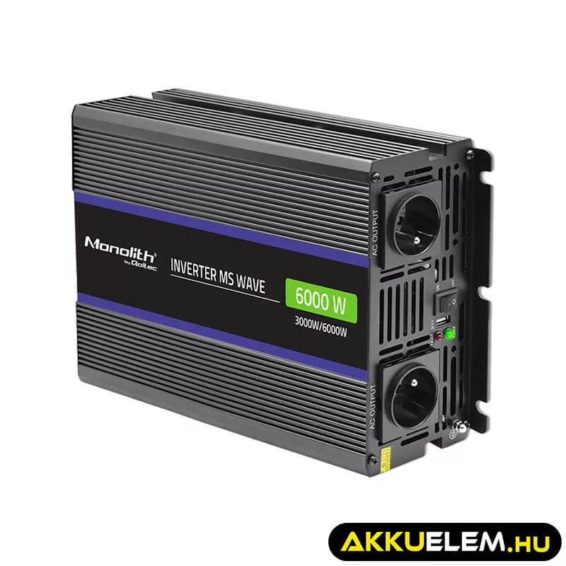 Qoltec Inverter 6000 trapéz 12V -> 230V 3000/6000W USB