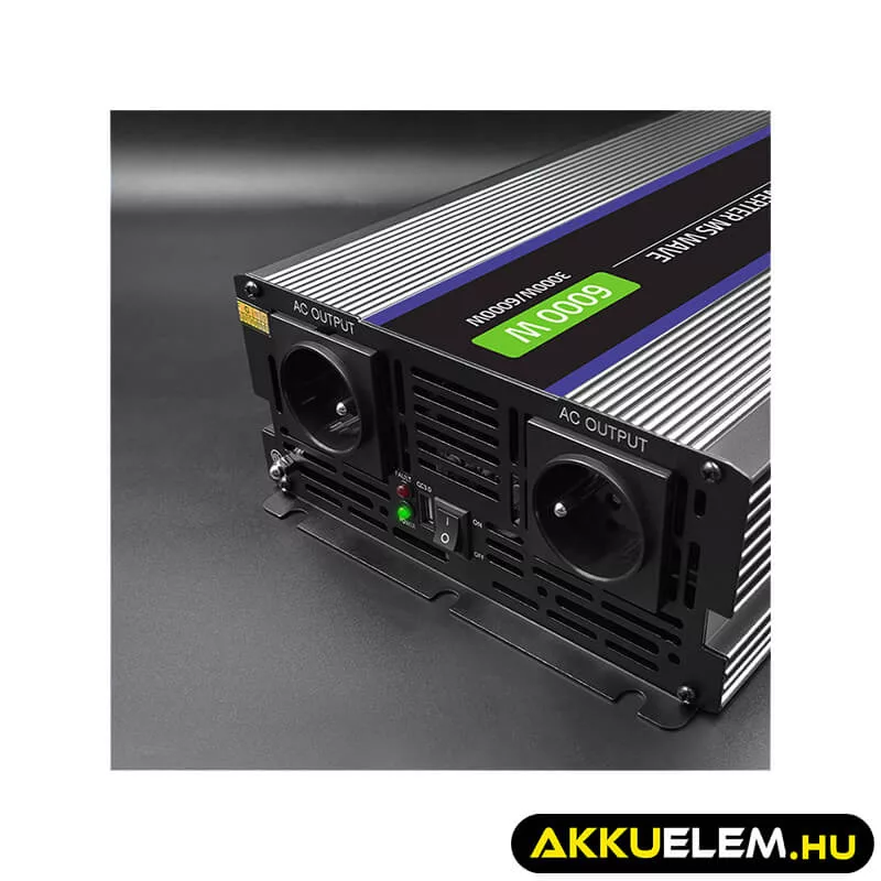 Qoltec Inverter 6000 trapéz 12V -> 230V 3000/6000W USB