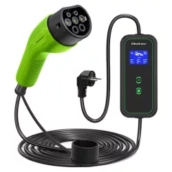   Qoltec EV töltő Elektromos autó töltő 2-in-1 Type2 3.5kW 230V LCD Hordozható 5m