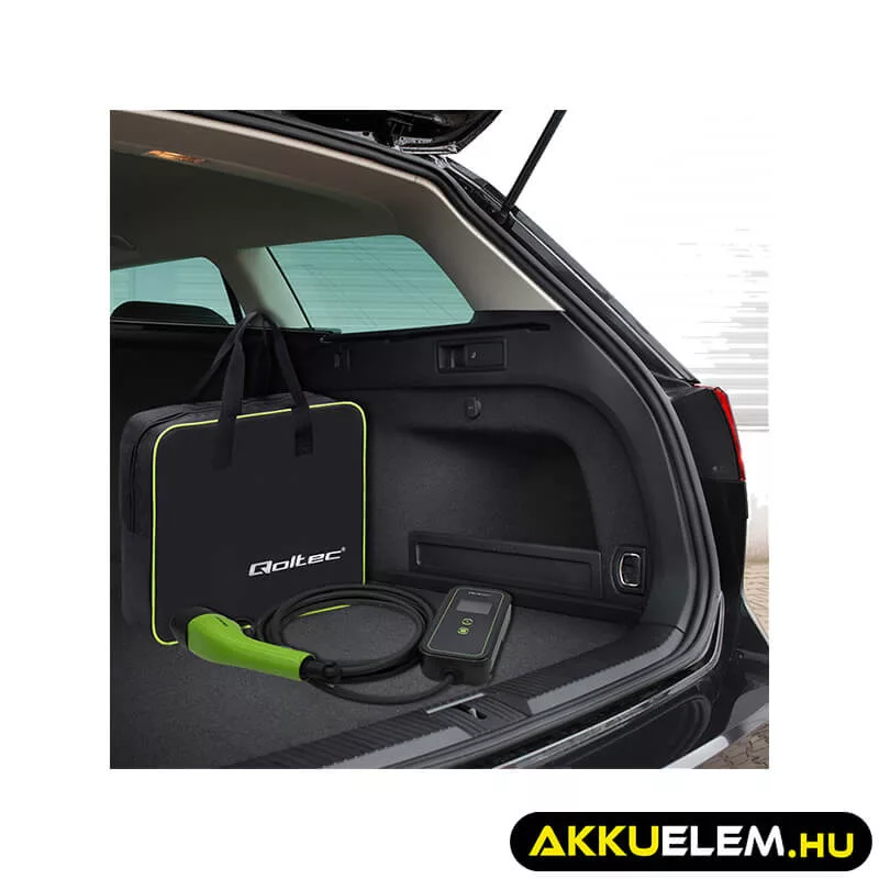 Qoltec EV töltő Elektromos autó töltő 2-in-1 Type2 3.5kW 230V LCD Hordozható 5m